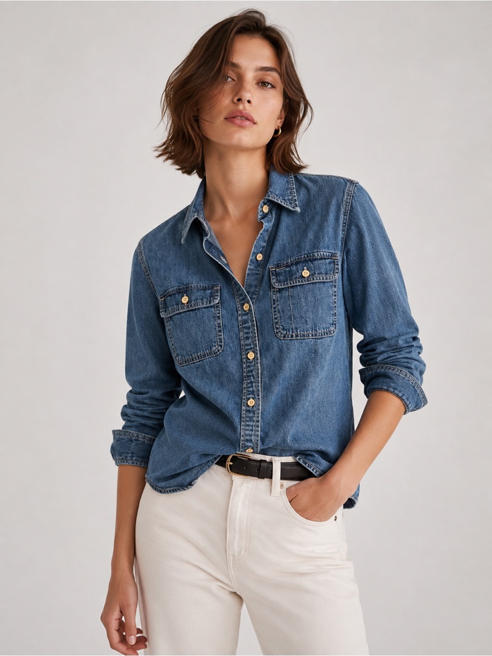Lauren Jeans Co. Ralph Lauren Cotton Denim Button Down Shirt